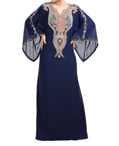 <b>Pink</b> Embroidered High Neck Long Sleeve Ankle Length <b>Abaya</b> Women's Casual Middle East Style Evening Party Dress Polyester Regular - Product Image 2