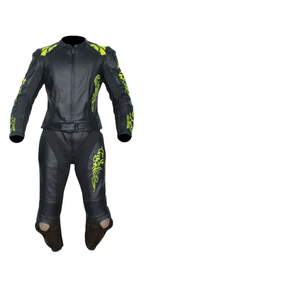 Combinaison de moto unisexe en cuir noir avec imprimé floral jaune, manches longues, imperméable, grande taille, pour toutes les saisons, vêtements de course - Product Image 3