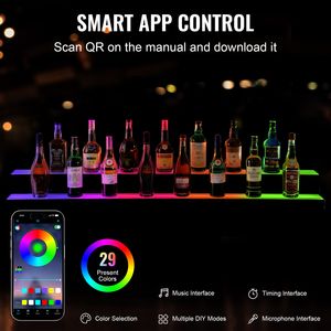 2-Tier 60-Inch <b>LED</b> <b>Lighted</b> Acrylic Commercial Home <b>Bar</b> Shelf Illuminated Whiskey Rack Stand for Liquor Bottle Display Wine Rack - Product Image 2