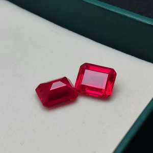 พลอยทับทิมสังเคราะห์สีแดงสดทรงเหลี่ยมมรกต สำหรับเครื่องประดับชั้นดี - Product Image 4