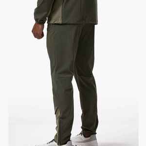 Pantalon de survêtement homme vert color block, taille élastique, séchage rapide, bande latérale, décontracté, pour l'automne, mi-lourd, tricoté, teint uni - Product Image 3
