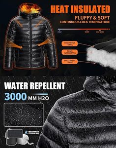 <b>Men's</b> Lightweight Packable Puffer Jacket Waterproof Winter Hood Jacket Custom Packable Quilted Puffer Jacket With Storage <b>Pouch</b> - Product Image 5