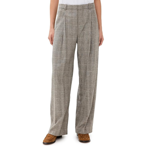 High Waist Wide Leg <b>Plaid</b> <b>Pants</b> Women's Wool Polyester Blend Pleated Front Loose Fit Full Length Autumn Style Anti-Wrinkle - Product Image 5