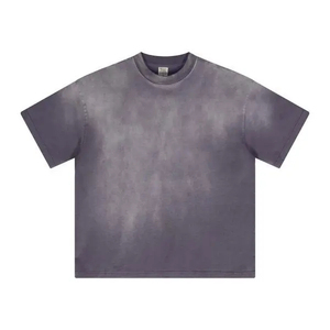 เสื้อยืดคอตตอนย้อมสีแบบแอซิดวอช ผู้ชาย สตรีทแวร์ ฮิปฮอป วินเทจ พิมพ์โลโก้ตามสั่ง เสื้อยืดย้อมสีขายส่ง - Product Image 6