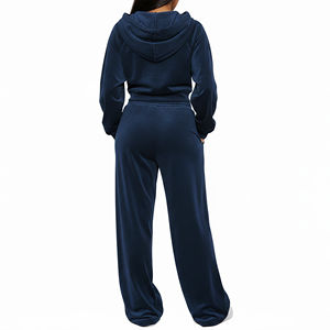 Última Novedad: Conjunto Casual de Invierno para Mujer, Estilo Hip Hop, con Pedrería y Bordado de Encaje, de Algodón, 2 Piezas, Top Regular con Cremallera - Product Image 3