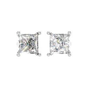 Boucles d'oreilles clous en diamant de laboratoire taille princesse 4 carats certifiées IGI, or massif 18 carats, unisexe, pour fiançailles, fête, anniversaire, cadeau - Product Image 1