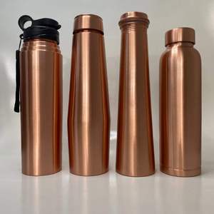 Plain Copper Water <b>Bottle</b> Collection With Multiple Shapes Reusable Drinking <b>Bottle</b> For Home Office Travel Gym Daily Use - Product Image 1