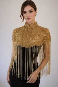 Blusa Vintage de los Años 20 al por Mayor, Estilo Flapper, con Hombros Descubiertos, Adornada con Cuentas y Lentejuelas, Flecos Largos, 100% Poliéster, Ecológica y Transpirable - Product Image 5