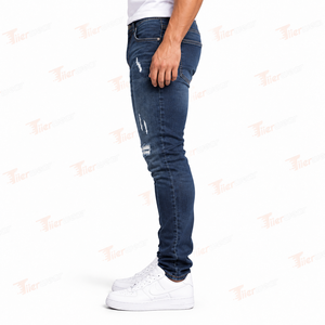 Men's <b>Slim</b> Fit Distressed Ripped Denim Jeans Mid Wash Cotton Casual Style Spring Wear Wholesale Denim Pants for men - Product Image 4