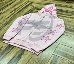 เสื้อฮู้ด3D สไตล์วินเทจโอเวอร์ไซซ์ประดับด้วยหินคุณภาพสูงโชว์ไหล่ตกดีไซน์แบบครอปใช้ได้ทั้งชายและหญิงขอบไม่ผ่านการปรับแต่ง - Product Image 3