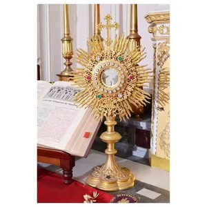 Monstranza de Latón Elegante, Monstranza Sagrada para Oración, Decoración Religiosa para Capilla y Uso en Servicios Religiosos - Product Image 4