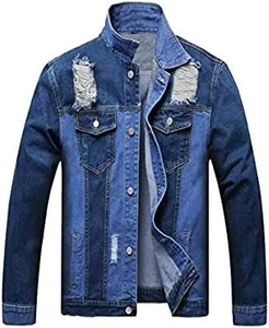 Custom <b>Men's</b> <b>Long</b> Sleeve Casual Denim <b>Jacket</b> for Spring Autumn Fashionable Jean Lapel Zipper Coat Canvas Fabric - Product Image 2