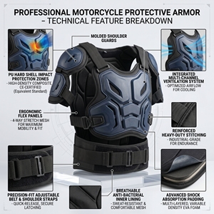 Professional Hike Impex Waterproof Chest <b>Protector</b> Body Armor Breathable Off-Road Dirt Bike Riding Guard CE Approved <b>Back</b> - Product Image 3