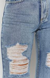Jeans de Mezclilla Azul Desgastado de Talle Grande para Mujer, Corte Boyfriend, Cintura Media, Pierna Recta, Estilo Casual de Primavera - Product Image 5