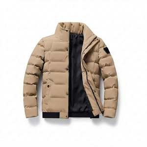 Winter <b>Men</b> Outerwear Casual <b>Hooded</b> Zipper Closure Waterproof Puffer Jacket Custom Solid Color Regular Fit Warm <b>Coat</b> Front ODM - Product Image 3