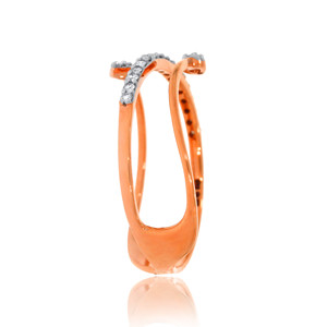 Anillo de Diamantes Infinity con Corona de Pétalos, Anillo de Diamantes Cultivados en Laboratorio de 0.15 CT, Corte Redondo, Diseño Floral, Oro Rosa de 18K - Product Image 2