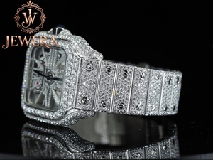 Export Quality Mens Luxury Full Diamond Stainless Steel Watch 41mm Case Analog Mechanical Auto Blue Glass Butterfly Clasp Date - Product Image 2