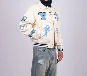 University Custom Long Front Varsity Jacket Men's Winter Baseball Jacket Custom Colors 100% Cotton Waterproof Windproof - Product Image 3