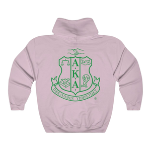 Sudadera con Capucha AKA Crest de Renombre Mundial, Bordado Rosa Claro y Verde, Sudadera con Capucha Personalizada, Ropa Griega - Product Image 2