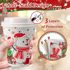 Bicchieri di Carta Usa e Getta per Caffè da 12 oz con Coperchi, Confezione da 50, Bicchieri Isolati Antigoccia per Bevande Calde, Ideali per le Festività - Product Image 2