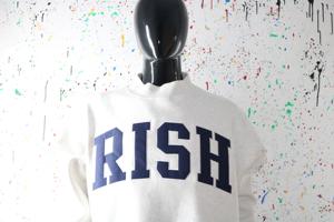 RISH ASH GREY <b>Mock</b> <b>Neck</b> Sweatshirt 100% BLUE Applique Embroidery wide <b>neck</b> Sweatshirt Finer Threads - Product Image 3