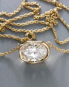 สร้อยคอจี้เพชรทรงรีทองคำ 14K สุดหรูสำหรับผู้หญิง สร้อยคอเครื่องประดับแบบมินิมอลสำหรับของขวัญวันครบรอบ - Product Image 4