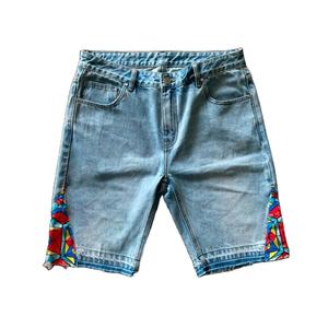 Custom Distressed Embroidery Denim Shorts <b>Men</b> Acid Wash Baggy Jorts High Quality Ripped Quick Dry OEM Summer <b>Elastic</b> <b>Waist</b> - Product Image 1