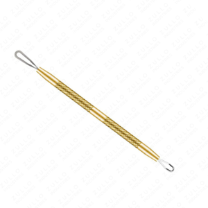 Extracteur de points noirs et d'acné en acier inoxydable plaqué or – Instrument de beauté premium pour l'élimination des boutons avec logo OEM - Product Image 1