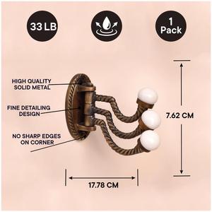 Porte-manteau et porte-serviettes mural décoratif vintage en céramique et fer forgé, fait main, style tourbillon antique pour la maison HK-697 - Product Image 3