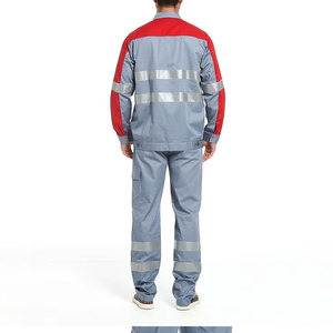Men Hi Visibility <b>Waterproof</b> Plus Size Workwear Uniform Gray Red Reflective Stripes Safety Clothing - Product Image 2