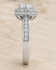 Bague de fiançailles solitaire Halo avec diamant de laboratoire, or blanc 14 carats plaqué rhodium, certifiée IGI, pour demande en mariage - Product Image 4