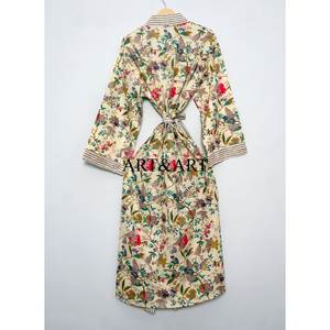 Robe kimono japonaise longue pour femme, 100 % coton, imprimé floral numérique, peignoir bohème, robe de bain légère pour femme - Product Image 5