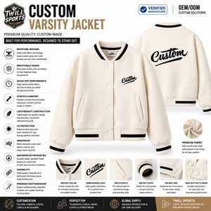 Blouson universitaire de baseball personnalisé pour homme avec logo, traitement enduit, coupe-vent et respirant, chauffant pour l'hiver, pour couples - Product Image 3