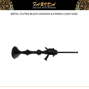 Competitive Price Good Quality Unique Design Lacquer Finish Luxury Egyptian Metal Fluted Black <b>Mini</b> Hookah Farida Logo <b>Vase</b> - Product Image 6