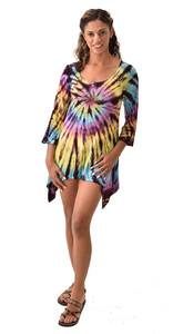 Vestido Túnica de Rayón con Estampado Tie Dye Estilo Boho para Festivales - Product Image 4