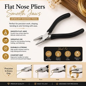 Flat <b>Nose</b> Pliers Smooth Jaws Jewelry Making Wire Bending Forming Tool ZetomedPro - Product Image 4