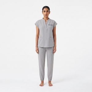 Conjunto de Uniforme Médico Hawk Eye para Mujer, Color Gris, Top de Manga Corta y Pantalones con Bolsillos, Tela Tejida - Product Image 6