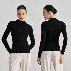 Vêtements de fitness pour femmes, hauts de yoga sans couture, couleurs unies, manches longues, crop tops de sport, ensembles de yoga respirants et à séchage rapide - Product Image 1