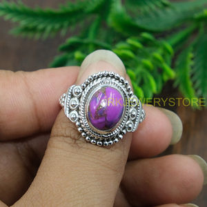 Natural Purple Copper Turquoise <b>Ring</b> 925 Sterling <b>Silver</b> Handmade Boho <b>Statement</b> <b>Ring</b> for Women VintageDesigner Gemstone Jewelry - Product Image 3