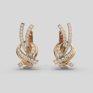 Women's Hoop <b>Earrings</b> in 10k Yellow Gold with Moissanite Simple Round Cut Diamond Trendy Jewelry IGI Certified Silver Plated - Product Image 1