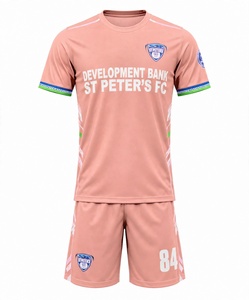 Conjunto de Camiseta de Fútbol Rosa Sublimada Personalizada, Transpirable, de Secado Rápido, Uniforme de Entrenamiento para Hombre, Ligero, de Manga Corta - Product Image 1