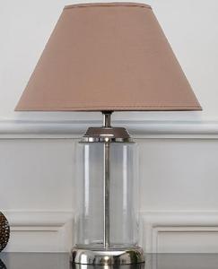 โคมไฟตั้งโต๊ะทรงกระบอกแก้วพร้อมฐานโครเมียมสีเบจสำหรับตกแต่งบ้าน - Product Image 2