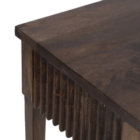 Rustikaler breiter Konsolen tisch aus massivem Holz in dunkelbraunem Finish mit zwei Schubladen Wohnzimmer Home Flur Holz konsolen tisch