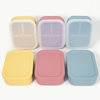 Boîte à lunch en silicone de qualité alimentaire réutilisable et portable personnalisée, boîte bento pour enfants, 3 compartiments, micro-ondable, pliable, emballage alimentaire