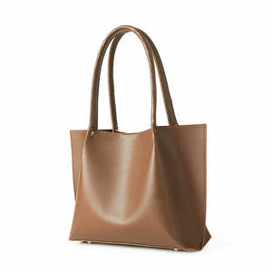 Bolso Tote de Cuero Genuino Marrón, Bolso de Hombro de Gran Capacidad para Mujer, Bolso de Mano Portátil para Viajes Diarios - Product Image 1