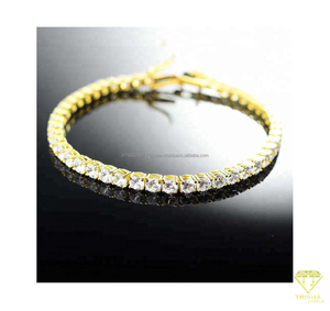Pulsera de tenis de diamantes de lujo para mujer, cierre seguro de Zirconia cúbica clásica, joyería de eslabones de cadena fina chapada brillante para boda - Product Image 3