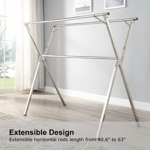 Modern design steel clothes drying rack x-frame folding laundry indoor outdoor portable drying stand customization available - Product Image 4