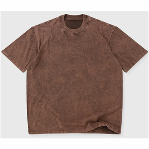 เสื้อยืดแขนสั้นสีน้ำตาลสำหรับผู้ชาย ทรงปกติ ผ้าฝ้ายเจอร์ซีย์ 100% คอกลม สีพื้น โลโก้ด้านหน้า ระบายอากาศได้ดี - Product Image 1