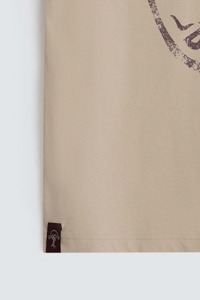 T-shirt pour homme beige à manches courtes, col rond, coupe classique, jersey décontracté, 100% coton respirant, impression sérigraphique sur le devant, 240g - Product Image 4
