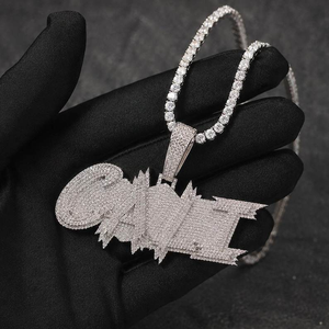 Pendentif personnalisé en moissanite, luxe, argent, style hip-hop, serti de pierres, bijou statement pour homme, cadeau tendance - Product Image 3